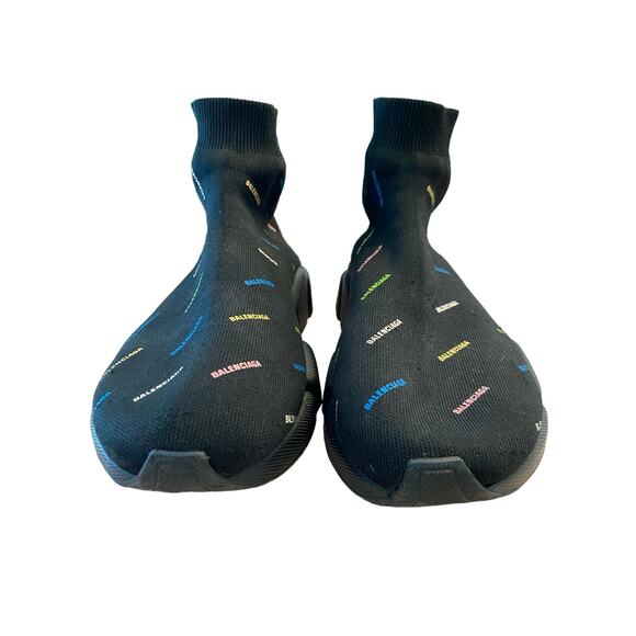 Balenciaga Logo Knit Fabric Speed Trainer Sock Sneakers Rainbow Streetwear US 9 - Picture 5 of 11